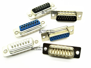 DB15母头公头 传统式插座焊线式双排串口DB15p针孔芯插头配套外壳