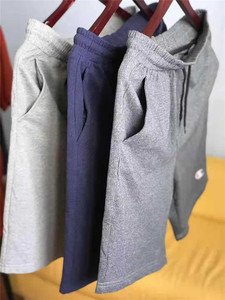 外贸冠军夏季纯棉运动短裤五分休闲宽松 蓝色灰色串标
