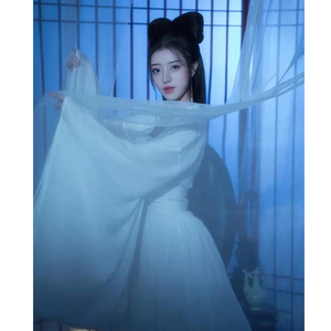 神明少女汉服正品原创古装仙侠风白色超仙气古风飘逸齐腰襦裙冬季