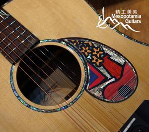 美索吉他实木玫瑰木手工贝壳彩贝镶嵌雕刻民谣吉他护板