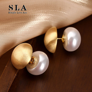 SLA私家 比较个性的拉丝工艺 小蘑菇造型 银针网红气质耳环女潮
