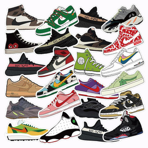 100张aj潮牌球鞋涂鸦贴纸笔记本滑板拉杆箱水杯手机鞋盒装饰防水