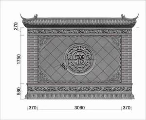 中式影壁墙福字仿古砖雕古建四合院迎门墙照壁围墙浮雕青砖仿古砖