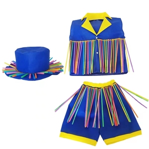 新款六一儿童幼儿园环保服装吸管手工制作男童舞台时装走秀演出服