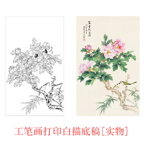 国画工笔画打印白描底稿俞致贞花鸟竖幅初学者临摹勾线上色练习
