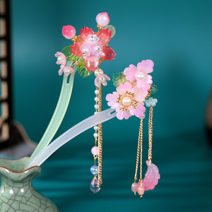 古代古风汉服头饰流苏女童国风古装发簪儿童发钗发髻盘发簪子发饰