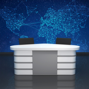 播音台直播桌演播室主播台儿童主持演播桌新闻主播桌访谈桌定制