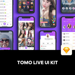 tomo live 视频直播主播平台app用户界面设计模板 ui素材 sketch