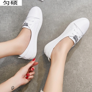 潮鞋女原宿风浅口系带露脚踝小白鞋ulzzang韩版pu皮低帮绑坂板鞋