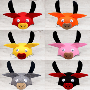 儿童舞台演出头饰可爱动物奶牛大角牛角色扮演幼儿园表演生肖帽子