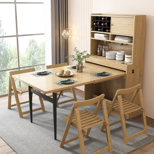 实木餐边柜伸缩桌椅