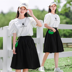 中学生夏装裙子套装夏季新款少女半身裙两件套初中生连衣裙女大童