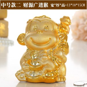 十二生肖猴年摆件储蓄罐金色招财猴陶瓷存钱罐金猴礼品