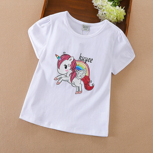 女童t恤短袖夏装2022新款儿童上衣纯棉圆领宝宝白色打底衫中大童