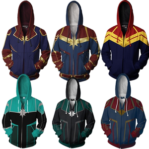 复仇者联盟4惊奇队长3d印花拉链外套连帽卫衣漫威电影周边cos男女
