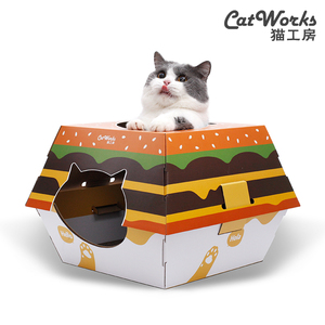 猫工房麦当劳汉堡宠物猫窝草莓牛奶盒纸箱巨无霸猫抓板抖音同款