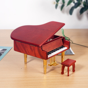 巧匠屋金属脚镀金机芯木质钢琴音乐盒 圣诞礼物 H-M04JG