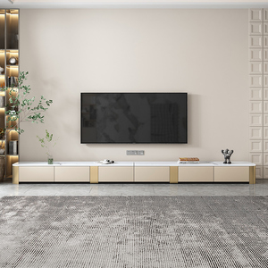 地台电视柜客厅家用轻奢现代高端超长落地岩板电视柜茶几组合地柜
