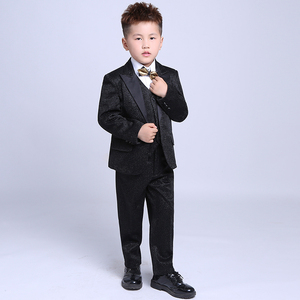 儿童西服男小西装套装帅气英伦男童礼服黑色小孩子钢琴演出服夏季