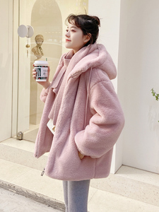 韩国冬季新款仿兔毛绒皮草短款年轻时尚加厚羊羔毛外套女毛毛大衣