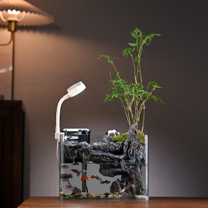 流水摆件米竹黄杨绿植盆景循环水鱼缸造景客厅办公室桌面开业礼品