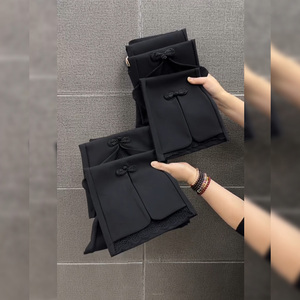 新中式国风黑色盘扣休闲裤设计感小众炸街时尚洋气减龄喇叭裤女