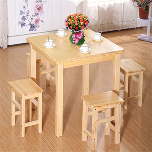包邮实木餐桌椅松木桌木凳子组合简约长方形饭桌家用小户型桌定做