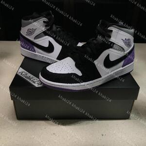 air jordan 1 aj1黑白紫葡萄麂皮男女中帮球鞋852542-105