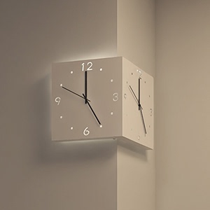 ins风转角钟双面挂钟客厅创意简约现代两面挂钟免打孔创意阳角钟