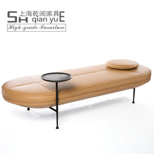 设计师创意简约现代北欧铁艺皮艺长凳客厅沙发商铺休息凳子真皮凳