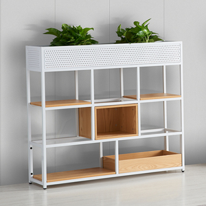 隔断置物架落地多层装饰铁艺书架简约美式展示架办公室屏风储物柜