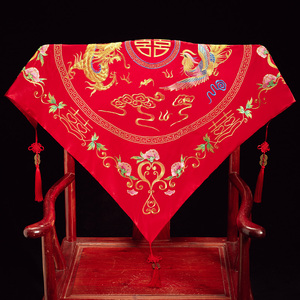 红盖头新娘结婚中式盖头红色绣花大盖头喜帕刺绣盖头古装头巾