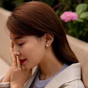 赫本经典 基础入门 18k金耳针镶嵌 4-9mm极光真多麻珍珠耳钉耳饰