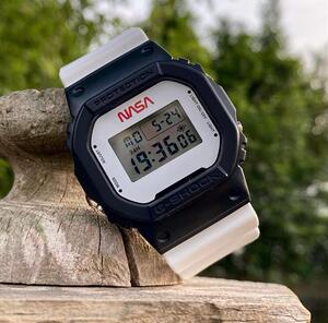 正品casio卡西欧男表 nasa 联名航天纪念款黑白方形日历石英手表