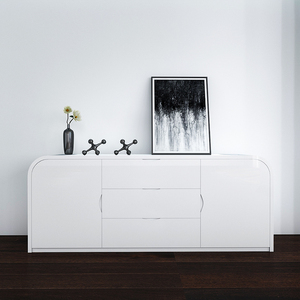 白色烤漆文件柜矮柜时尚简约现代储物柜落地柜资料柜可定制椰梦家具