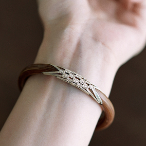 十六宝|未时野生药风藤足银丝编织木手镯子传统老工艺男女非遗