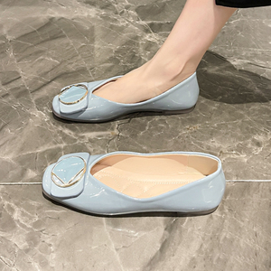 小香风平底鞋女鞋子女夏2022春夏新款一脚蹬小皮鞋豆豆鞋浅色单鞋