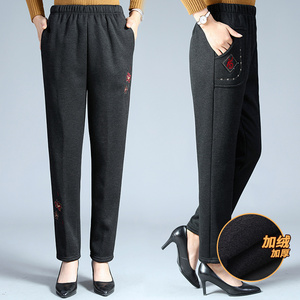 奶奶装加绒裤子60岁70老年人秋装女加厚棉裤老人80妈妈秋冬直筒裤