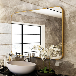 铝合金浴室镜卫生间镜子贴墙家用简约自粘壁挂厕所洗手间化妆镜