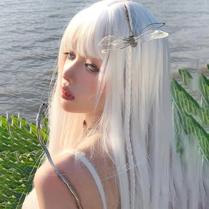 假发女纯白色长发lolita洛丽塔修女cos蓬松仿真自然长直发全头套