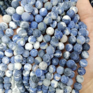 天然磨砂哑光花蓝纹石散珠子情侣手链项链diy手工串珠玉髓散珠