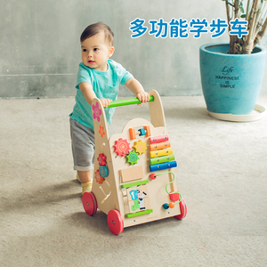 EverEarth宝宝手推学步车多功能学走路平衡木质益智玩具6-18个月