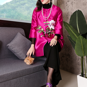 中国风刺绣女上衣民国风女装中式唐装女复古风茶服民族风短外套秋