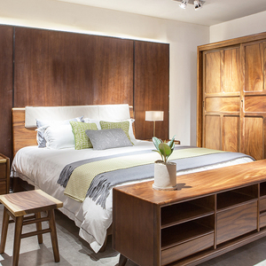 东家胡桃里胡桃木家具组合套装实木双人床简约卧室床软床主卧家具