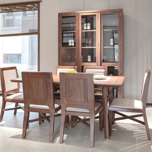 东家家具檀作系列大别墅轻奢实木餐桌椅组合现代简约客厅酒柜靠墙