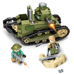 兼容乐高森宝军事系列钢铁帝国雷诺ft17坦克男孩积木玩具101269