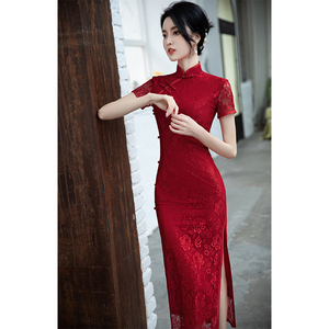 旗袍新款2024红色年轻款高端高级感妈妈婚宴装礼服喜婆婆中式夏季