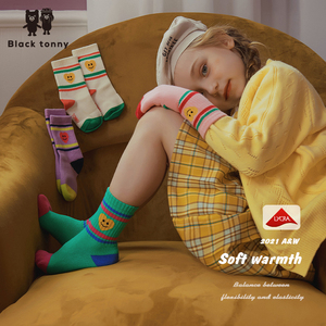 2022小黑托昵袜子秋冬纯棉女童袜子儿童中筒袜小黑托尼袜子2-15岁