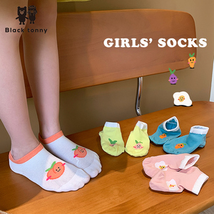 2021年夏小黑托昵托尼袜子女童薄款春夏隐形袜小女孩宝宝儿童船袜