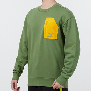 puma彪马军绿色卫衣男装2021秋季新款运动服休闲圆领套头衫535130